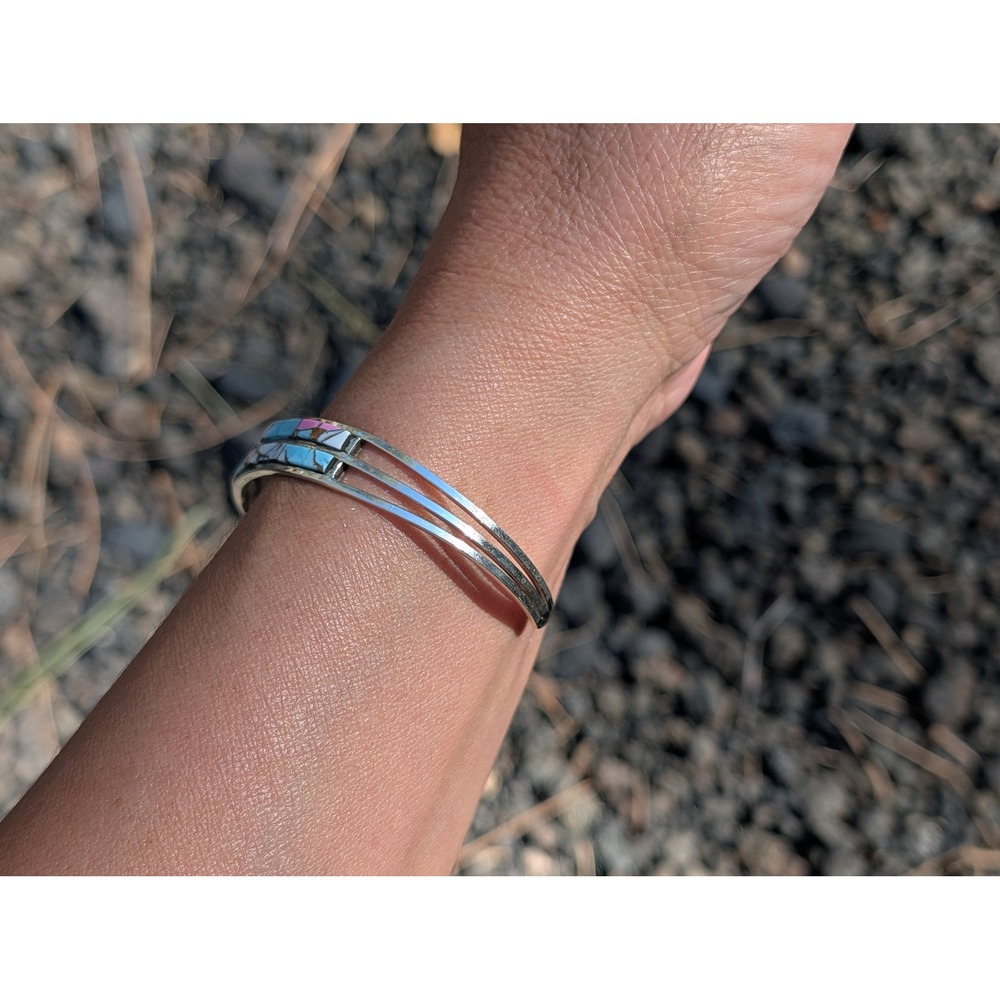 Navajo Sterling Silver Cuff Bracelet Cotton Candy Native American Jewelry 6.5 ** - Picture 8 of 10